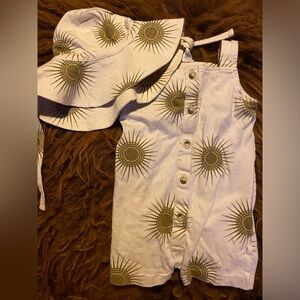 White Sunburst Shorts Onesie and Hat Set